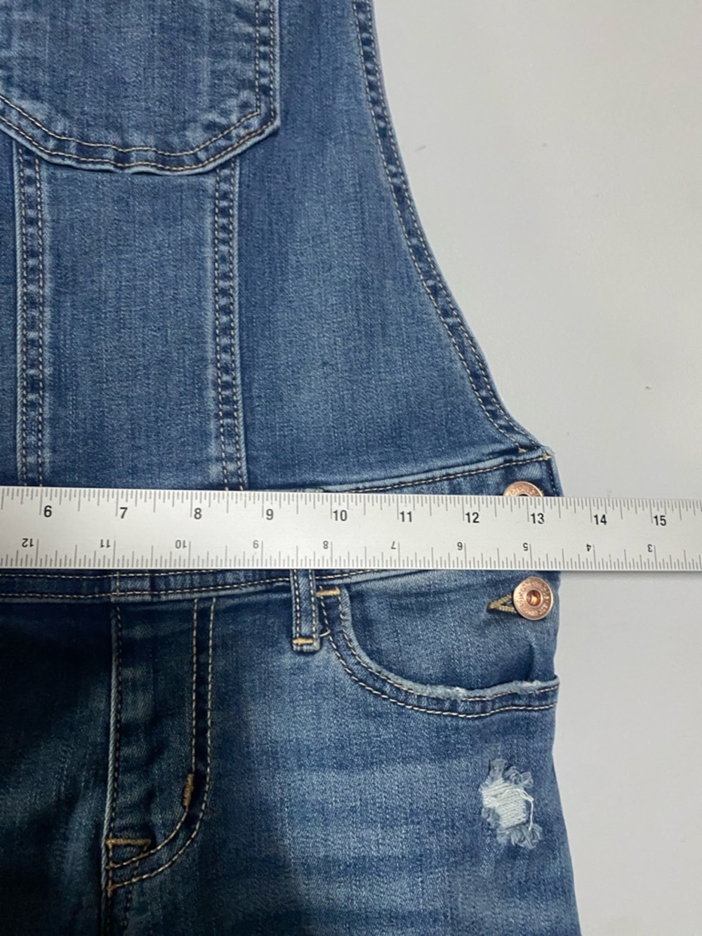 Abercrombie Kids Overalls Girls 9/10 Blue Jean Distressed Denim Classic Cowgirl - Picture 12 of 13